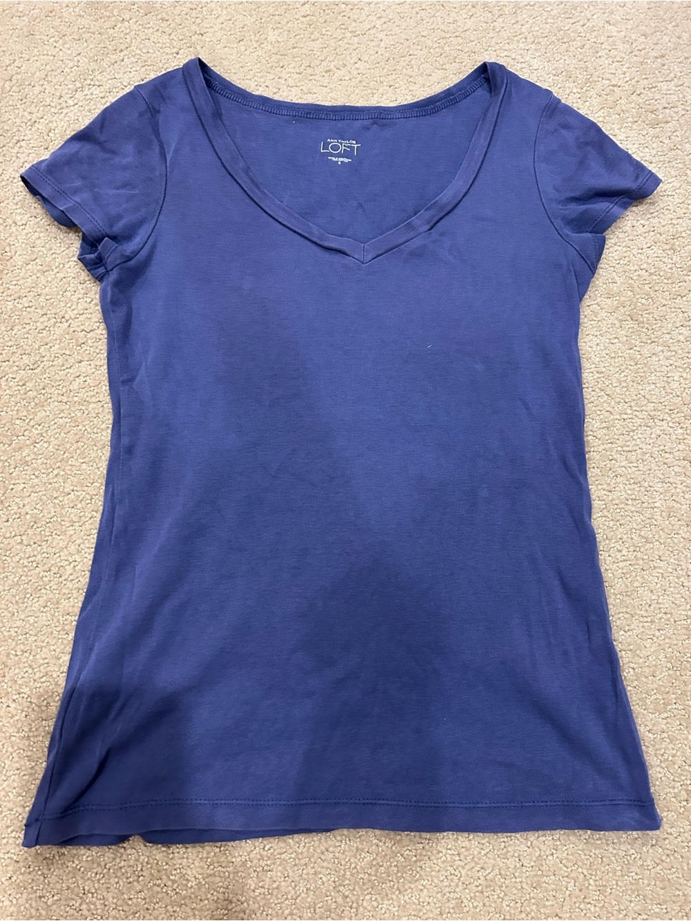 LOFT Short Sleeve V-Neck Tee in Navy